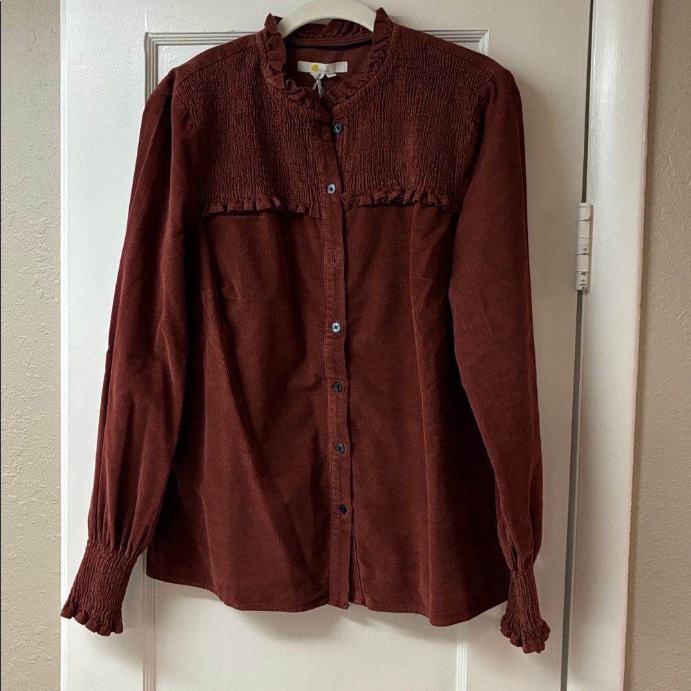 Boden Women's Button Down Shirt in Rich Brown